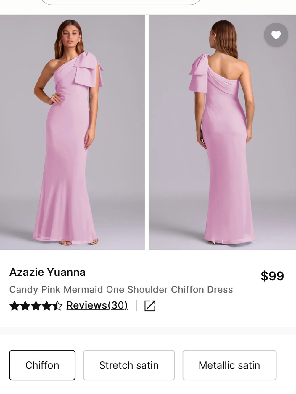 Azazie Yuanna Candy Pink One-Shoulder Mermaid Gown with Bow
